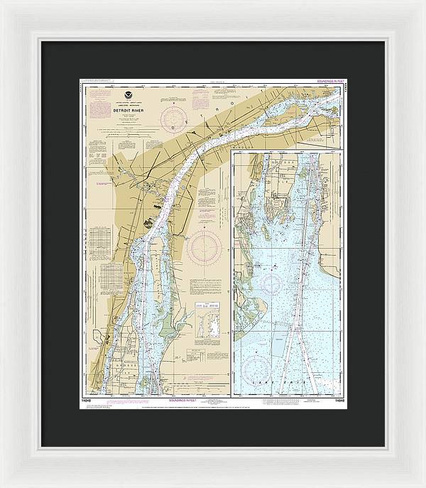 Nautical Chart-14848 Detroit River - Framed Print