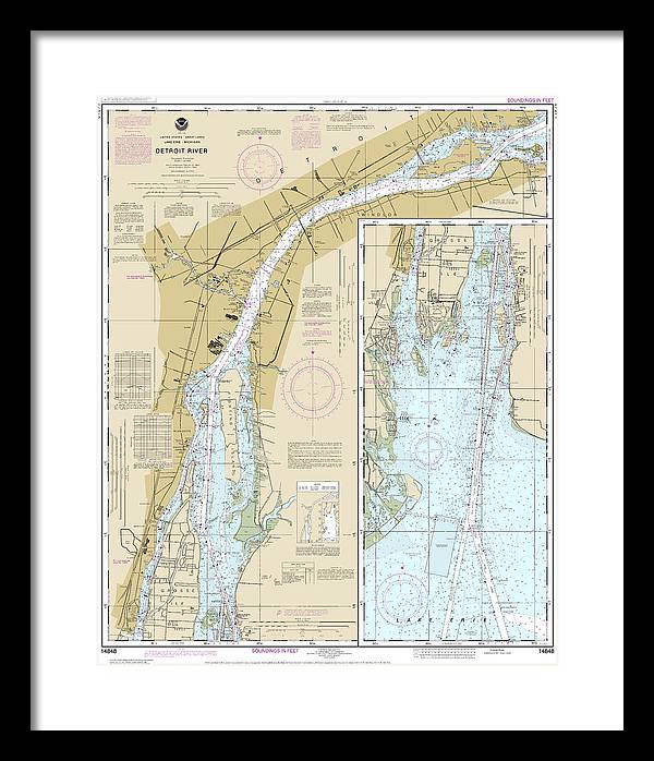 Nautical Chart-14848 Detroit River - Framed Print