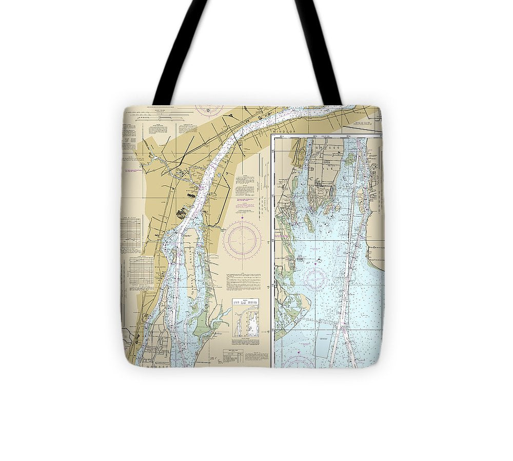 Nautical Chart 14848 Detroit River Tote Bag