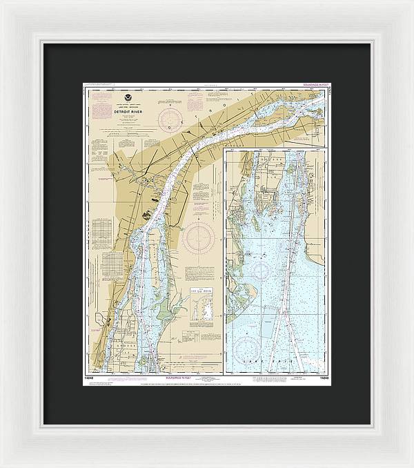 Nautical Chart-14848 Detroit River - Framed Print