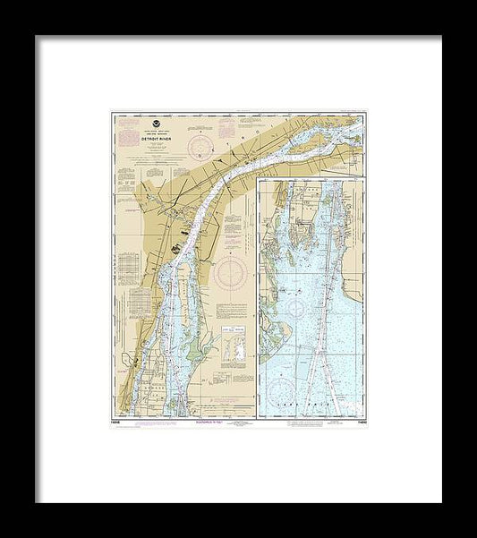 Nautical Chart-14848 Detroit River - Framed Print