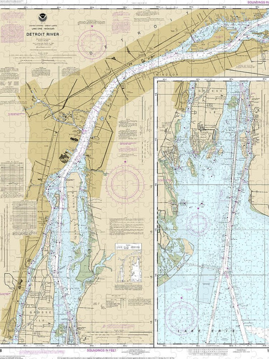 Nautical Chart 14848 Detroit River Puzzle