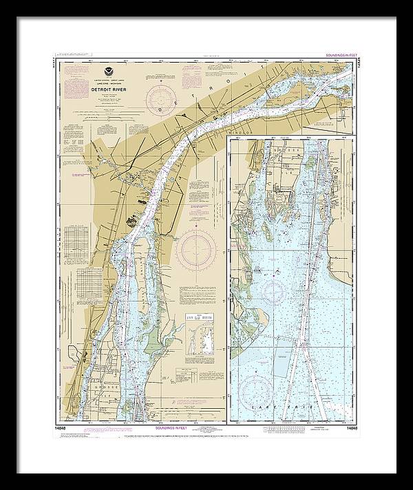 Nautical Chart-14848 Detroit River - Framed Print