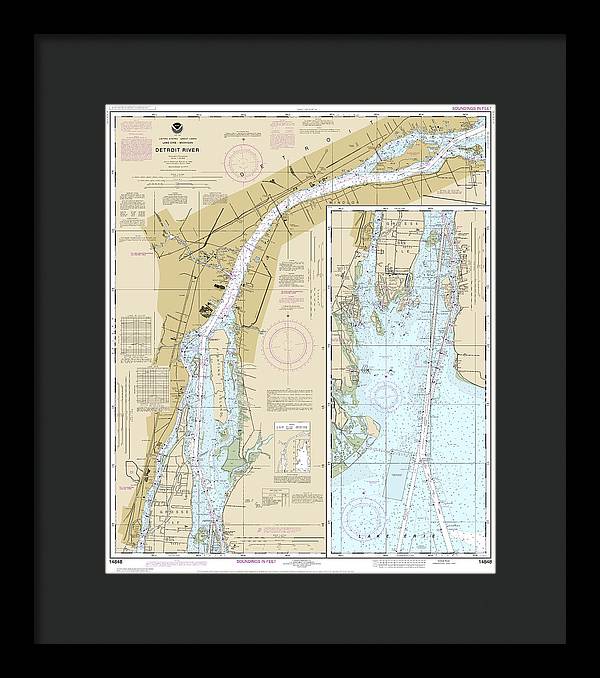 Nautical Chart-14848 Detroit River - Framed Print