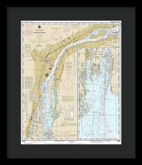 Nautical Chart-14848 Detroit River - Framed Print