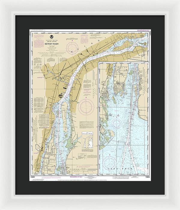 Nautical Chart-14848 Detroit River - Framed Print