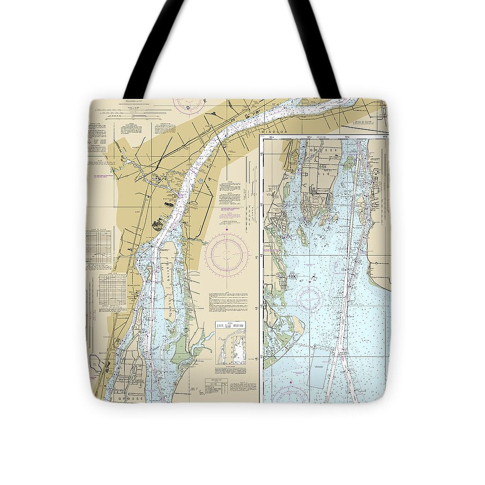 Nautical Chart-14848 Detroit River - Tote Bag