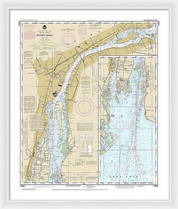 Nautical Chart-14848 Detroit River - Framed Print