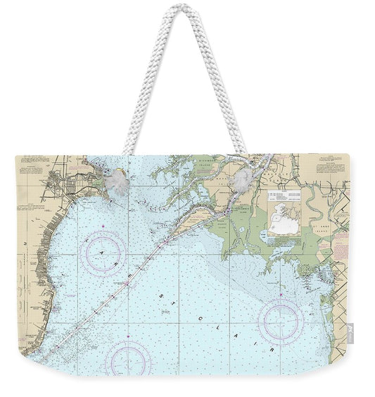 Nautical Chart-14850 Lake St Clair - Weekender Tote Bag