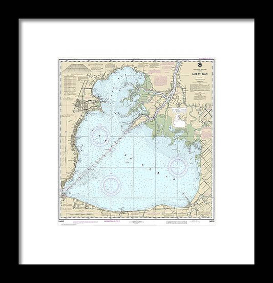 A beuatiful Framed Print of the Nautical Chart-14850 Lake St Clair by SeaKoast