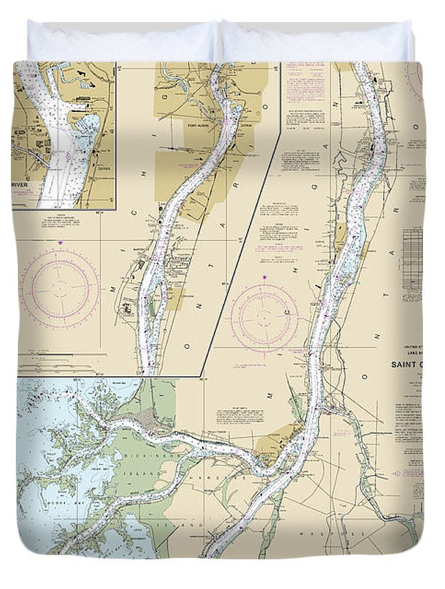 Nautical Chart-14852 St Clair River, Head-st Clair River - Duvet Cover