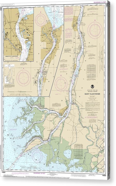 Nautical Chart-14852 St Clair River, Head-St Clair River  Acrylic Print