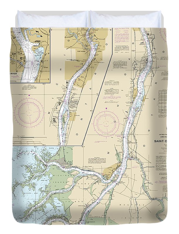 Nautical Chart-14852 St Clair River, Head-st Clair River - Duvet Cover