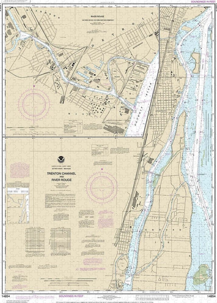 Nautical Chart-14854 Trenton Channel-river Rouge, River Rouge - Puzzle