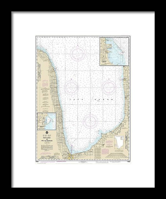 A beuatiful Framed Print of the Nautical Chart-14862 Port Huron-Pte Aux Barques, Port Sanilac, Harbor Beach by SeaKoast