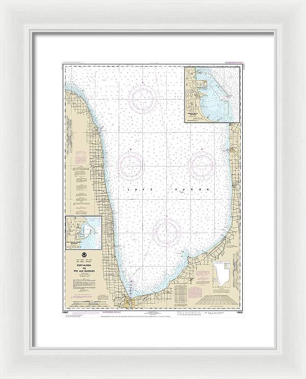Nautical Chart-14862 Port Huron-pte Aux Barques, Port Sanilac, Harbor Beach - Framed Print
