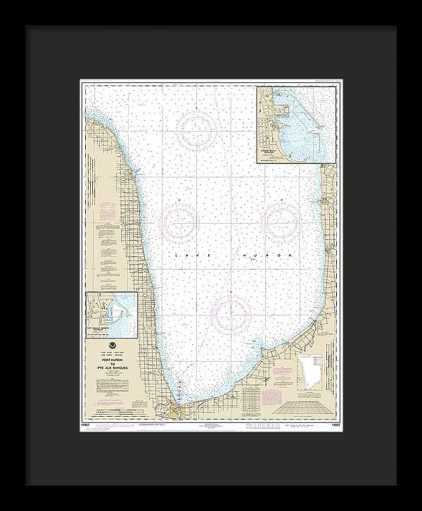 Nautical Chart-14862 Port Huron-pte Aux Barques, Port Sanilac, Harbor Beach - Framed Print