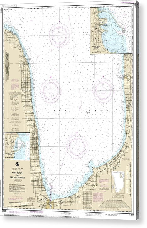 Nautical Chart-14862 Port Huron-Pte Aux Barques, Port Sanilac, Harbor Beach  Acrylic Print