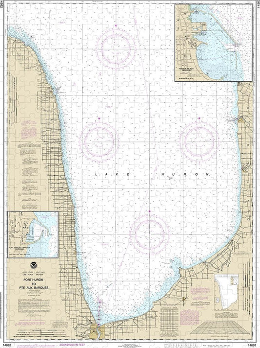 Nautical Chart 14862 Port Huron Pte Aux Barques, Port Sanilac, Harbor Beach Puzzle