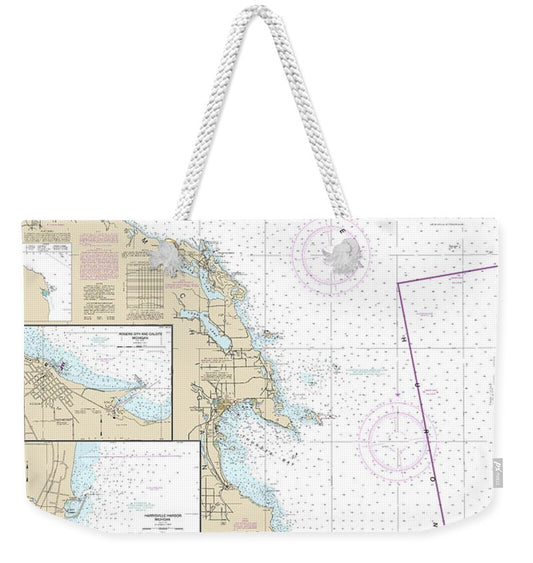 Nautical Chart-14864 Harrisville-forty Mile Point, Harrisville Harbor, Alpena, Rogers City-calcite - Weekender Tote Bag