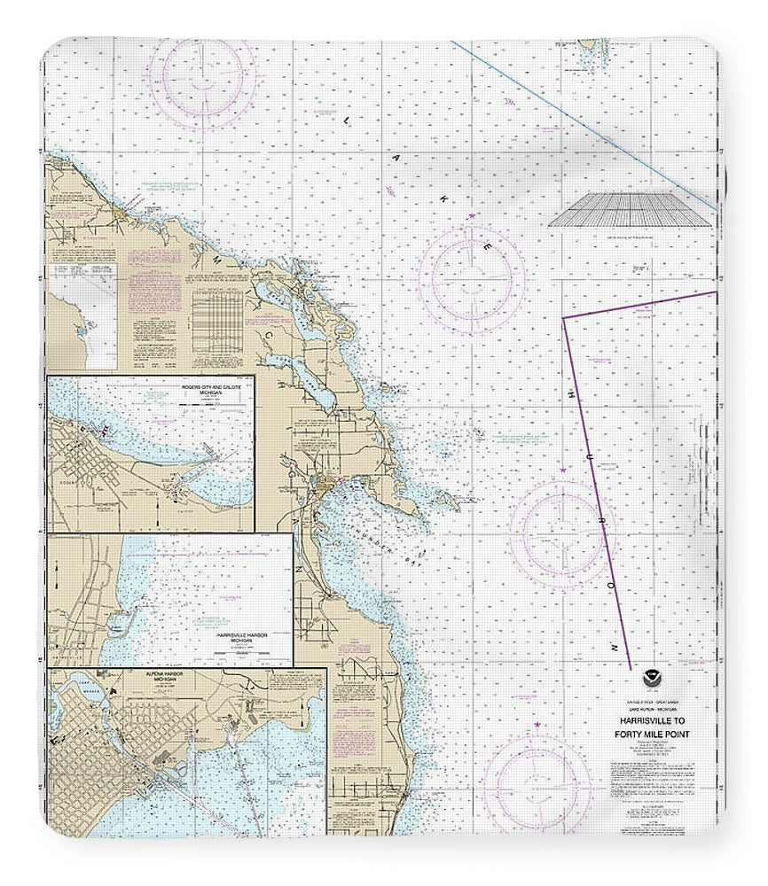 Nautical Chart-14864 Harrisville-forty Mile Point, Harrisville Harbor, Alpena, Rogers City-calcite - Blanket