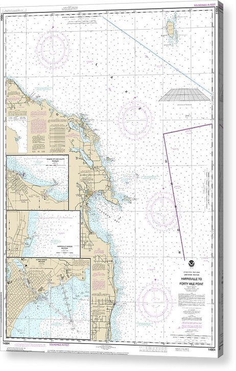 Nautical Chart-14864 Harrisville-Forty Mile Point, Harrisville Harbor, Alpena, Rogers City-Calcite  Acrylic Print