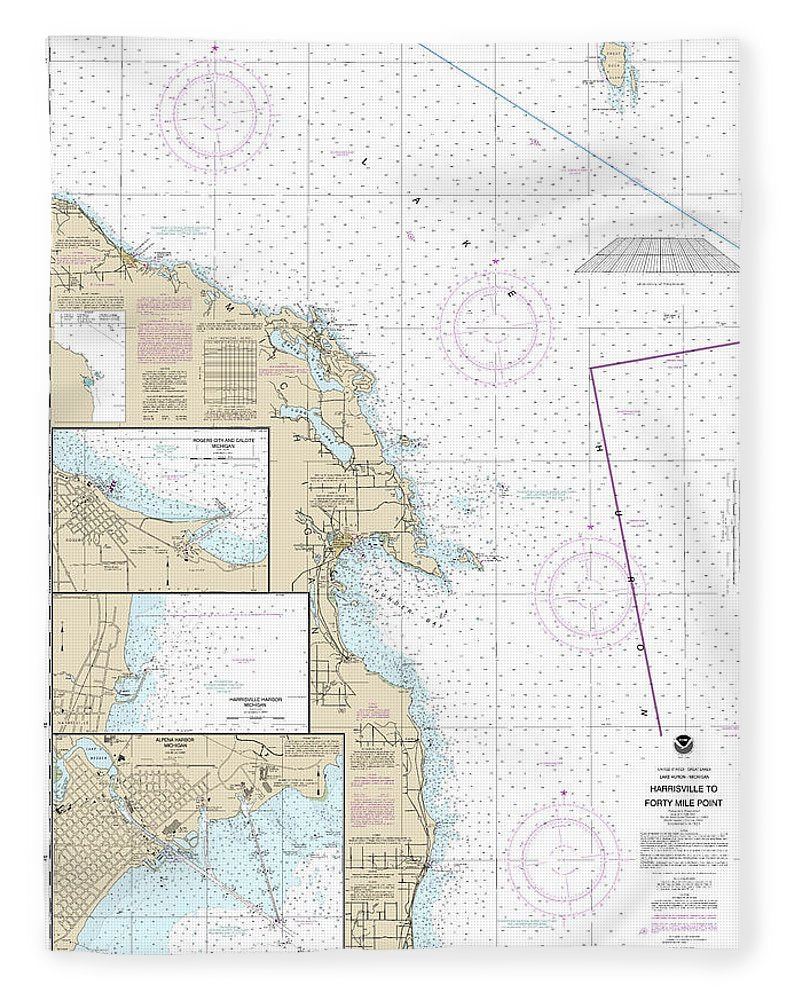 Nautical Chart-14864 Harrisville-forty Mile Point, Harrisville Harbor, Alpena, Rogers City-calcite - Blanket