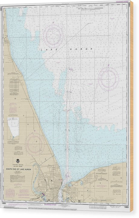 Nautical Chart-14865 South End-Lake Huron Wood Print