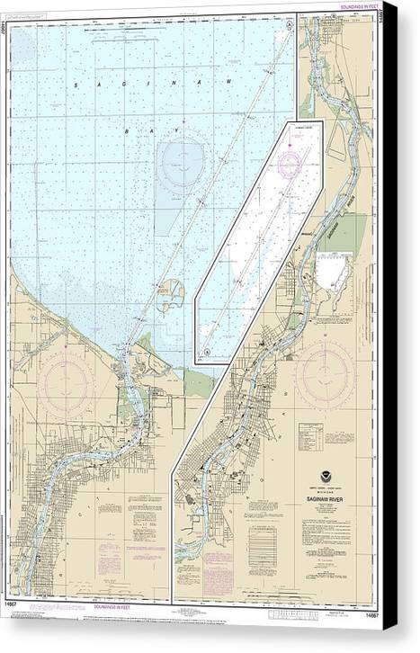 Nautical Chart-14867 Saginaw River - Canvas Print