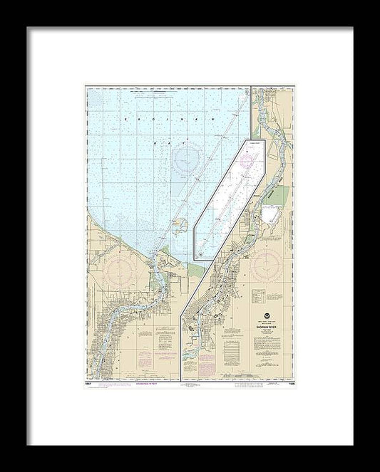Nautical Chart-14867 Saginaw River - Framed Print