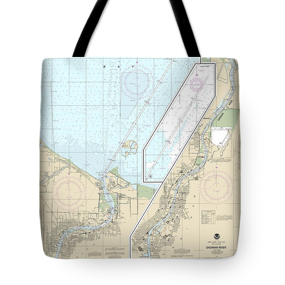 Nautical Chart-14867 Saginaw River - Tote Bag