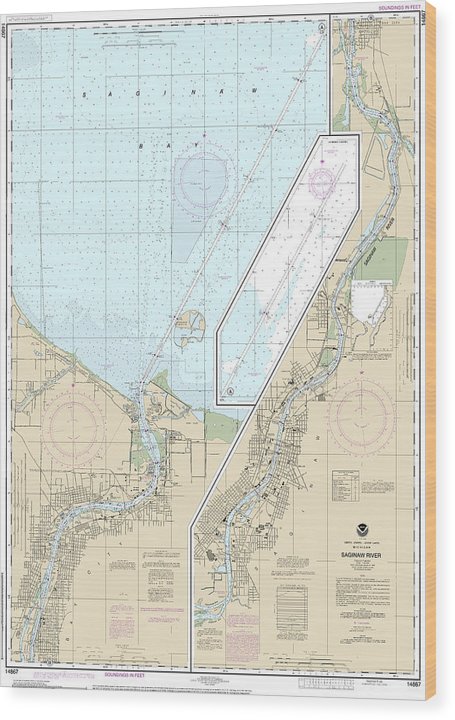 Nautical Chart-14867 Saginaw River Wood Print