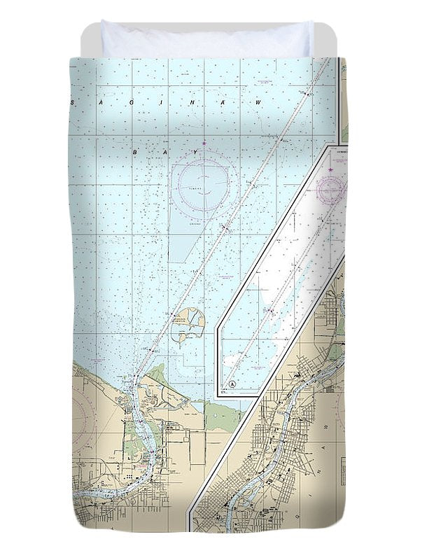 Nautical Chart-14867 Saginaw River - Duvet Cover