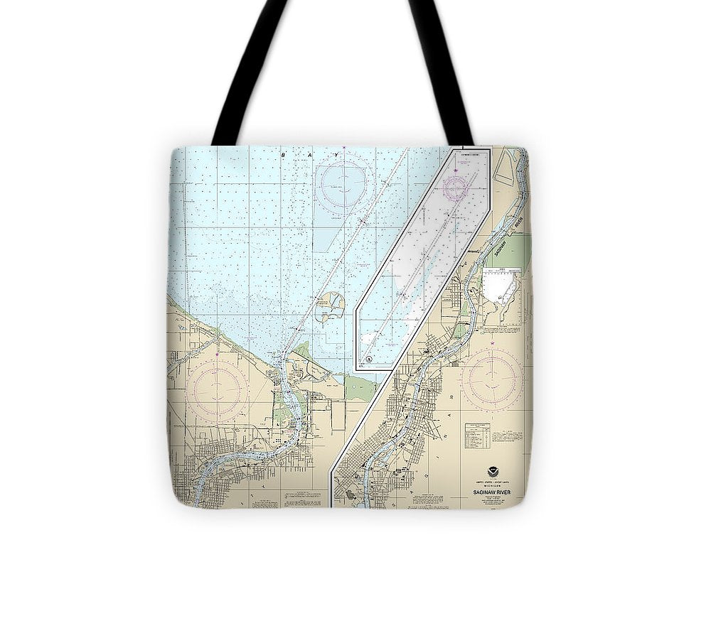 Nautical Chart 14867 Saginaw River Tote Bag