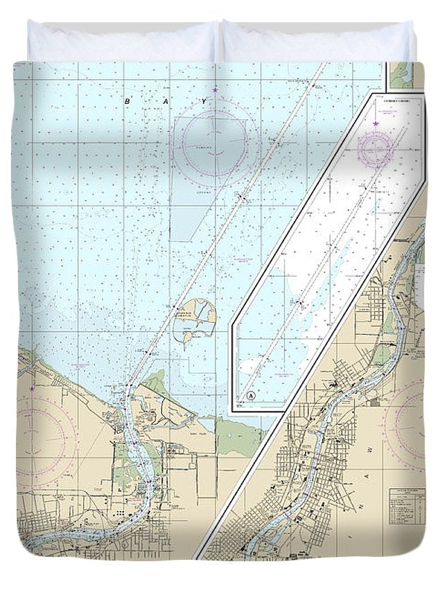 Nautical Chart-14867 Saginaw River - Duvet Cover