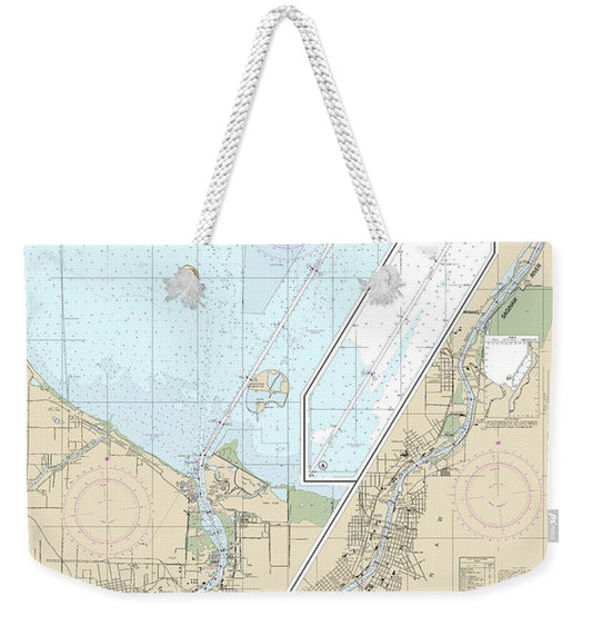 Nautical Chart-14867 Saginaw River - Weekender Tote Bag