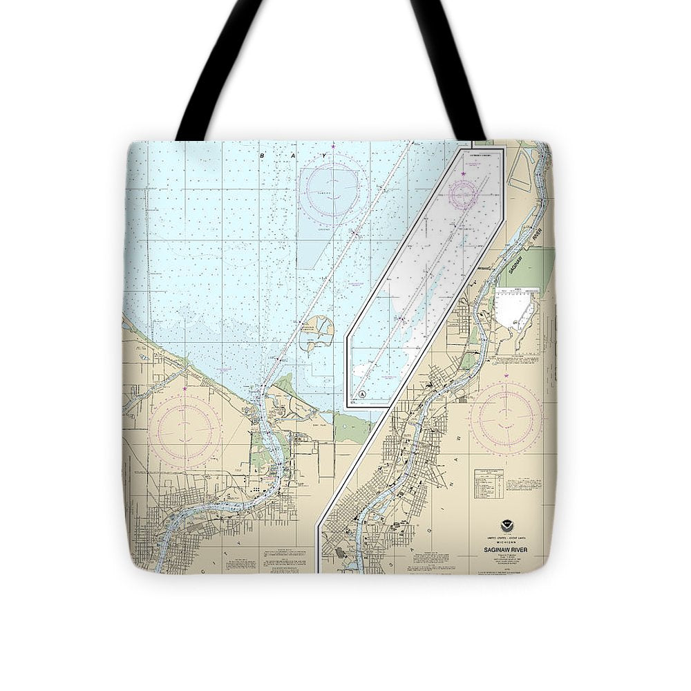 Nautical Chart-14867 Saginaw River - Tote Bag