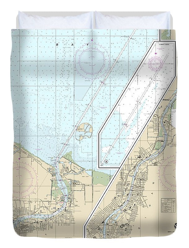 Nautical Chart-14867 Saginaw River - Duvet Cover