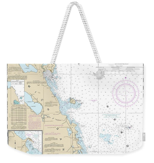 Nautical Chart-14869 Thunder Bay Island-presque Isle, Stoneport Harbor, Resque Isle Harbor - Weekender Tote Bag