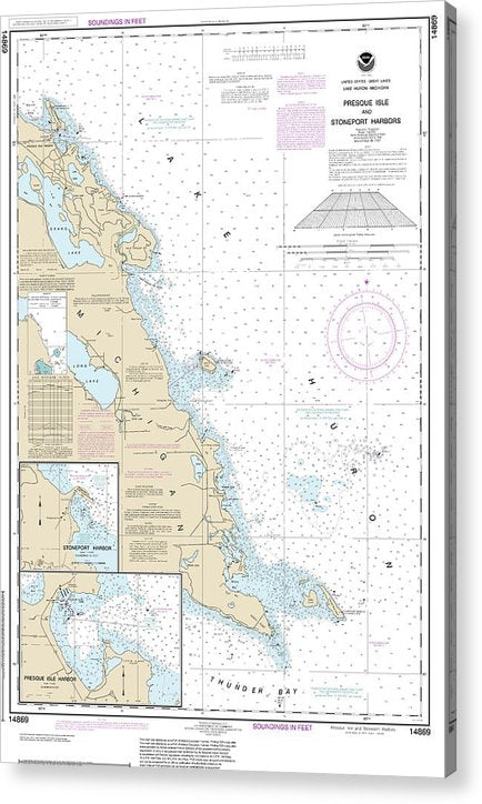 Nautical Chart-14869 Thunder Bay Island-Presque Isle, Stoneport Harbor, Resque Isle Harbor  Acrylic Print