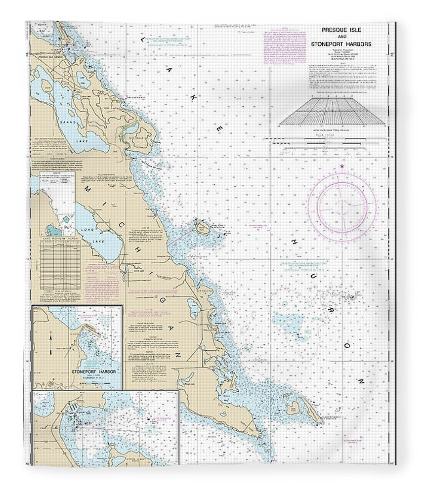 Nautical Chart 14869 Thunder Bay Island Presque Isle, Stoneport Harbor, Resque Isle Harbor Blanket