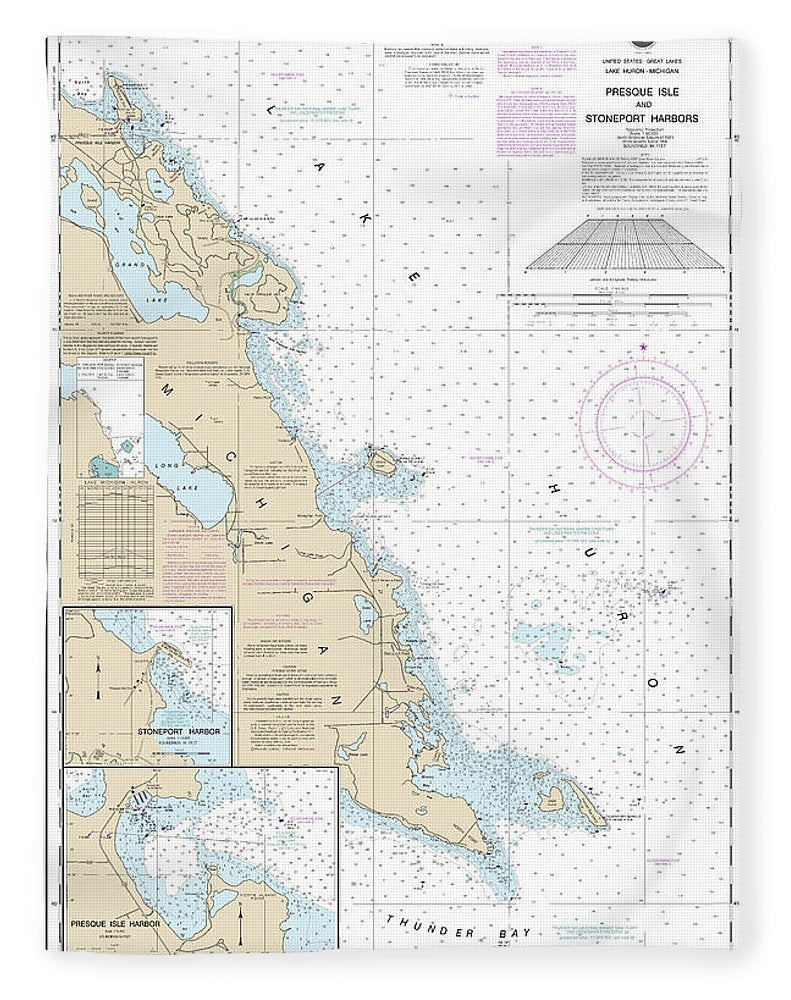 Nautical Chart-14869 Thunder Bay Island-presque Isle, Stoneport Harbor, Resque Isle Harbor - Blanket