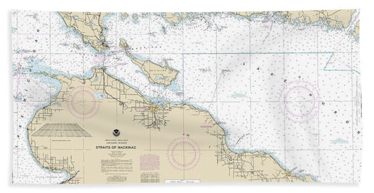 Nautical Chart-14880 Straits-mackinac - Beach Towel