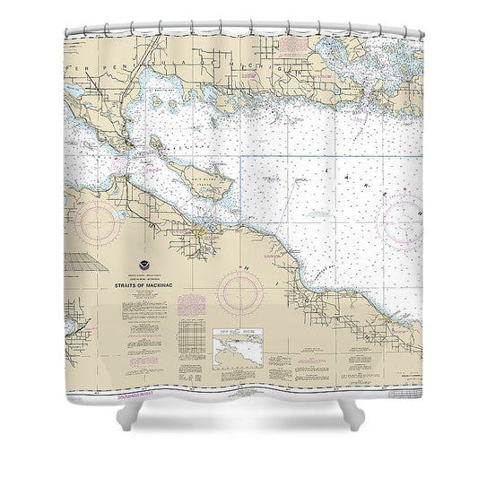 Nautical Chart 14880 Straits Mackinac Shower Curtain