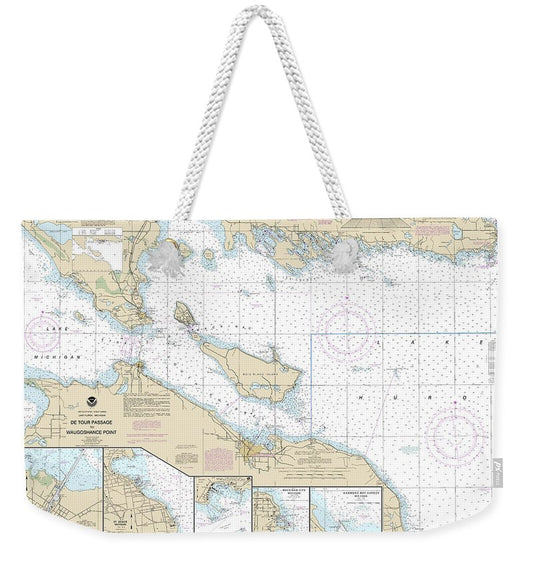Nautical Chart-14881 Detour Passage-waugoshance Pt, Hammond Bay Harbor, Mackinac Island, Cheboygan, Mackinaw City, St Lgnace - Weekender Tote Bag