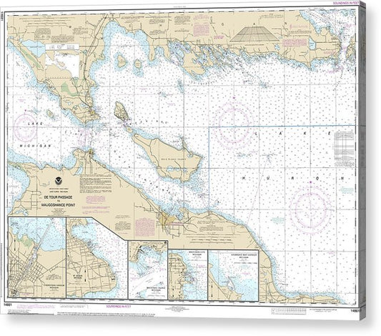Nautical Chart-14881 Detour Passage-Waugoshance Pt, Hammond Bay Harbor, Mackinac Island, Cheboygan, Mackinaw City, St Lgnace  Acrylic Print