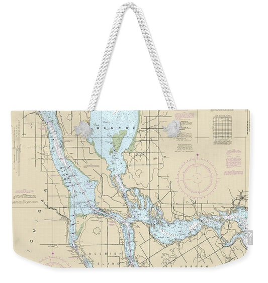 Nautical Chart-14883 St Marys River - Munuscong Lake-sault Ste Marie - Weekender Tote Bag