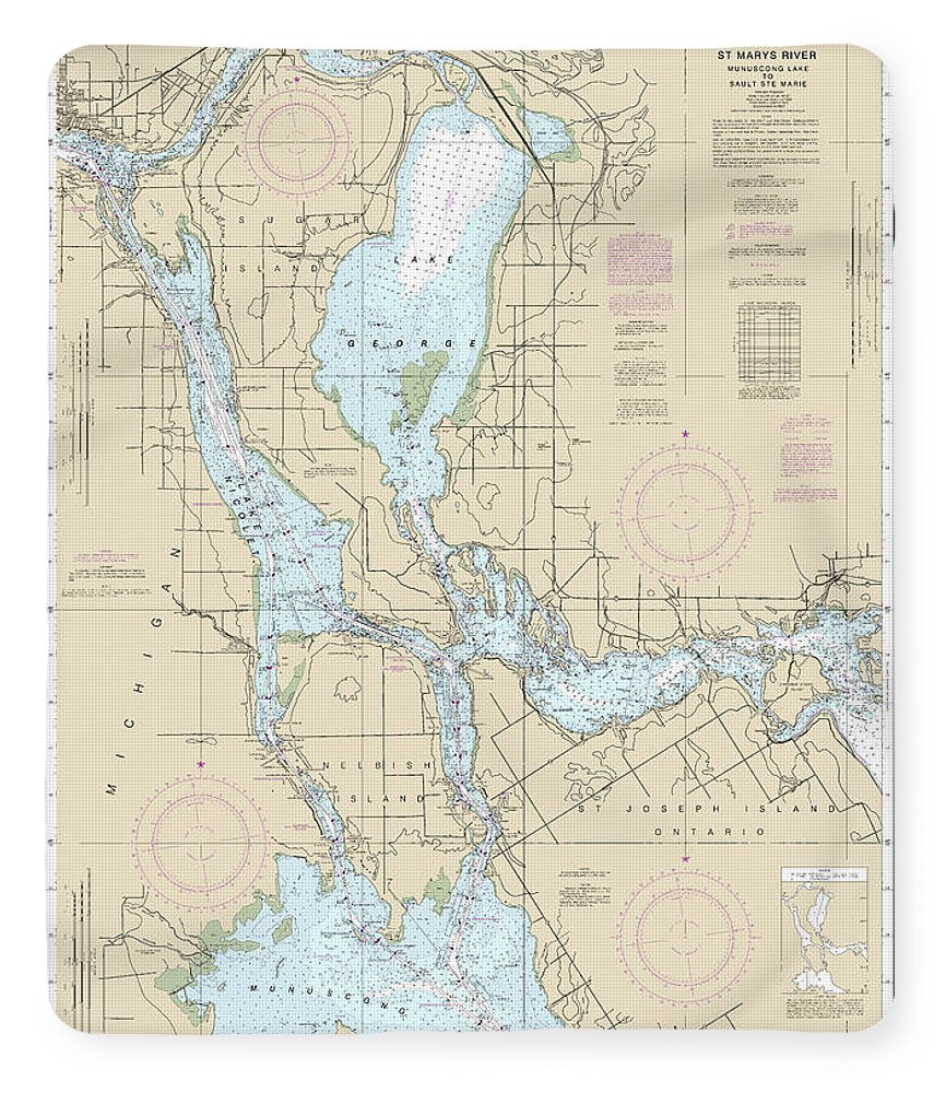Nautical Chart-14883 St Marys River - Munuscong Lake-sault Ste Marie - Blanket