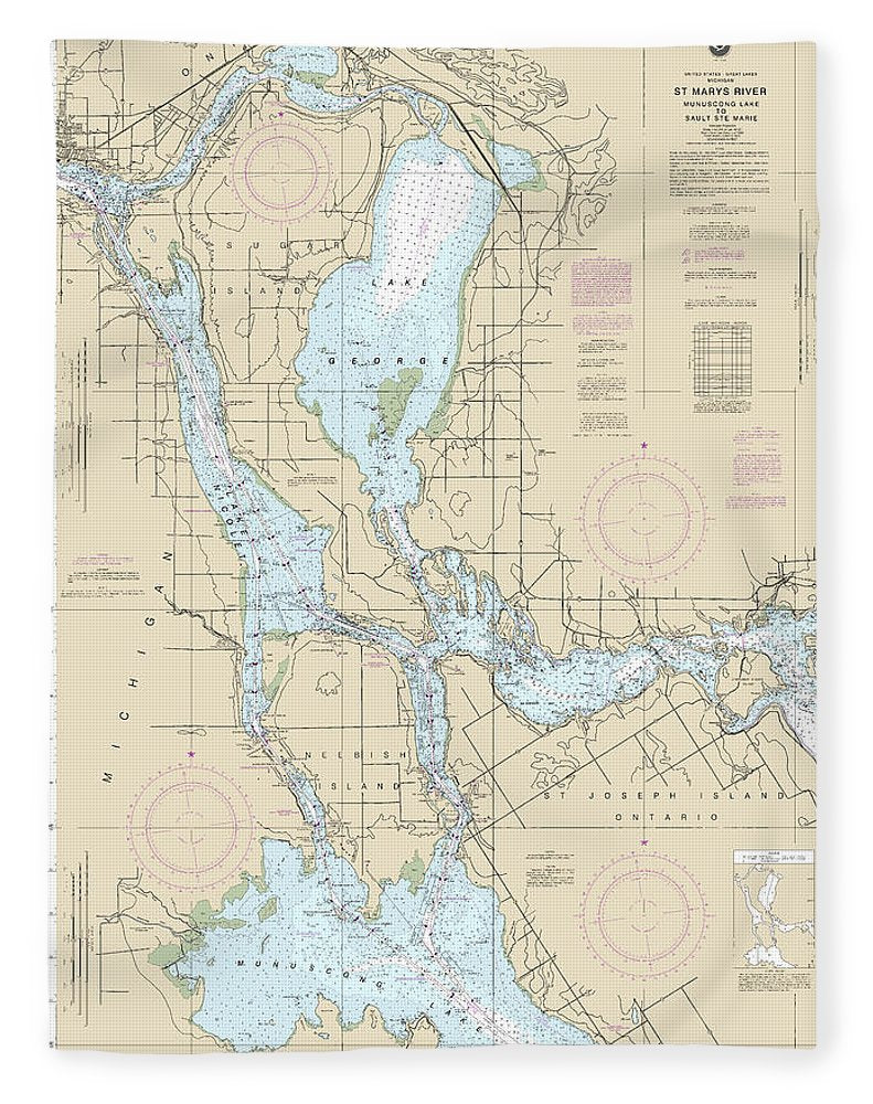Nautical Chart-14883 St Marys River - Munuscong Lake-sault Ste Marie - Blanket