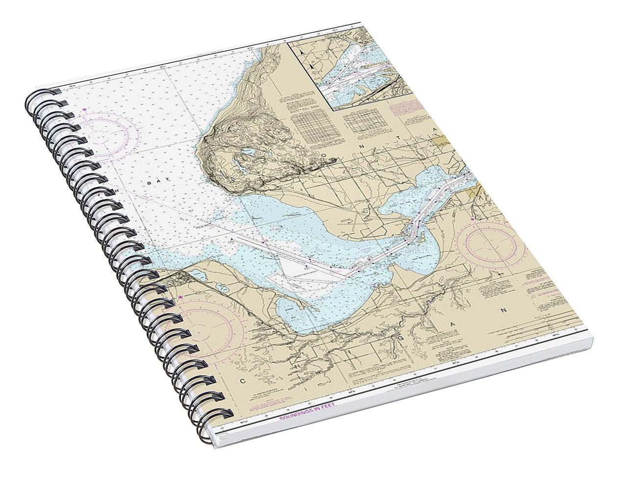 Nautical Chart-14884 St Marys River - Head-lake Nicolet-whitefish Bay, Sault Ste Marie - Spiral Notebook